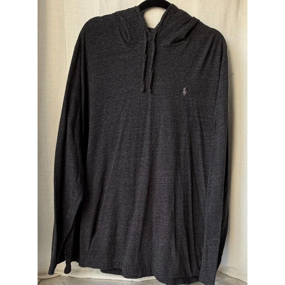Polo Ralph Lauren Performance Hoodie Mens XXL Gray Pony Lightweight Shirt